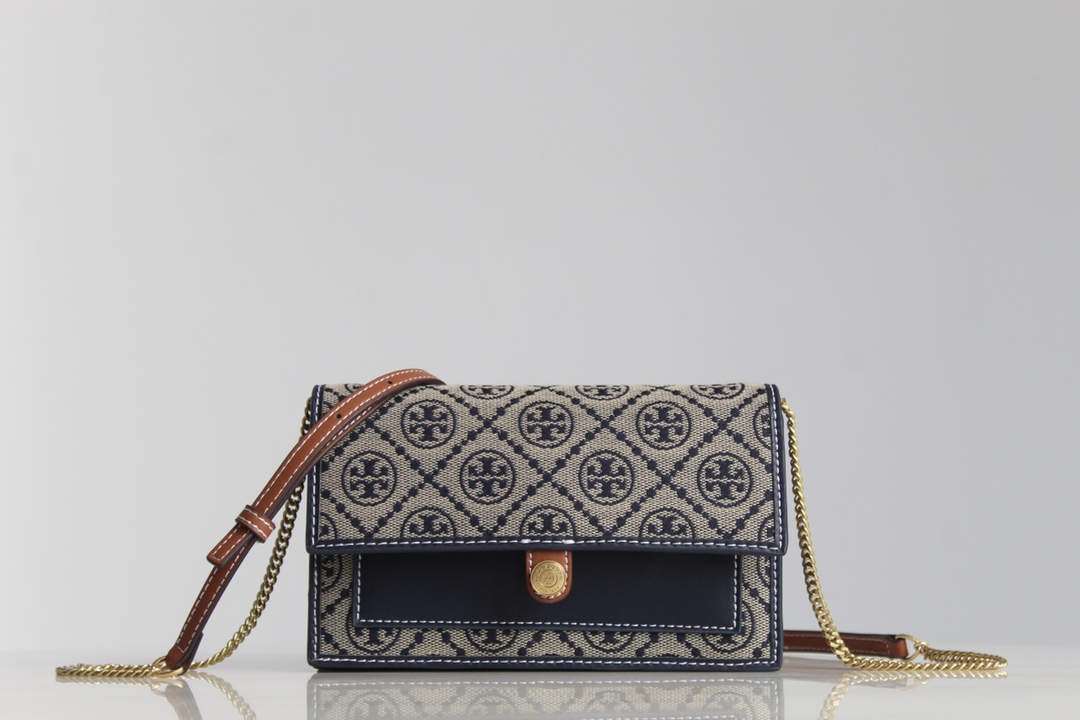 Tory Burch ～Tory Burch23年新款老花单肩信封包 风琴款式 实用百搭 提花面料 精选提花布料