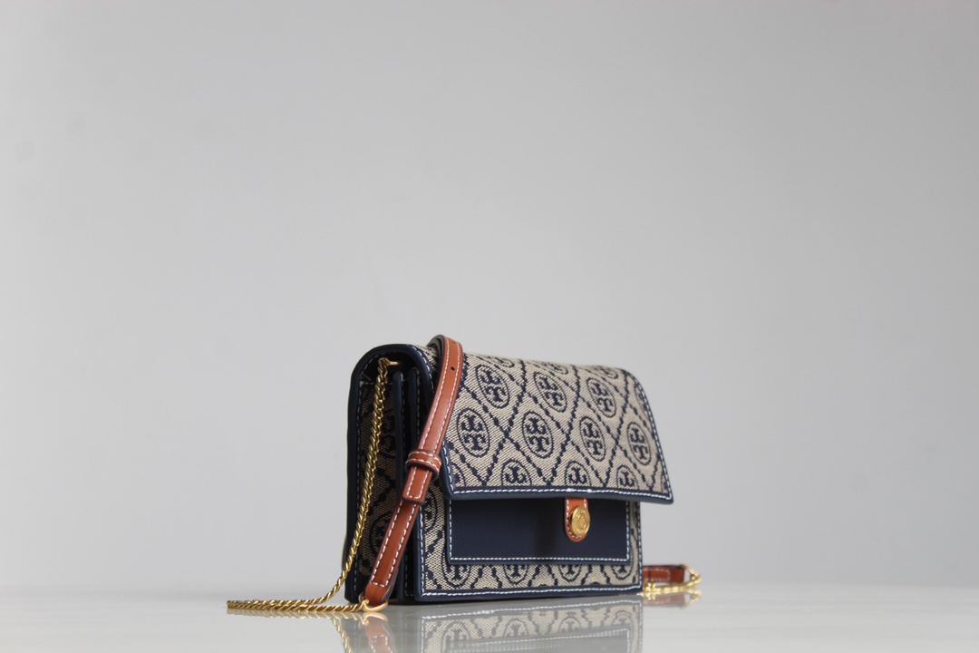 Tory Burch ～Tory Burch23年新款老花单肩信封包 风琴款式 实用百搭 提花面料 精选提花布料