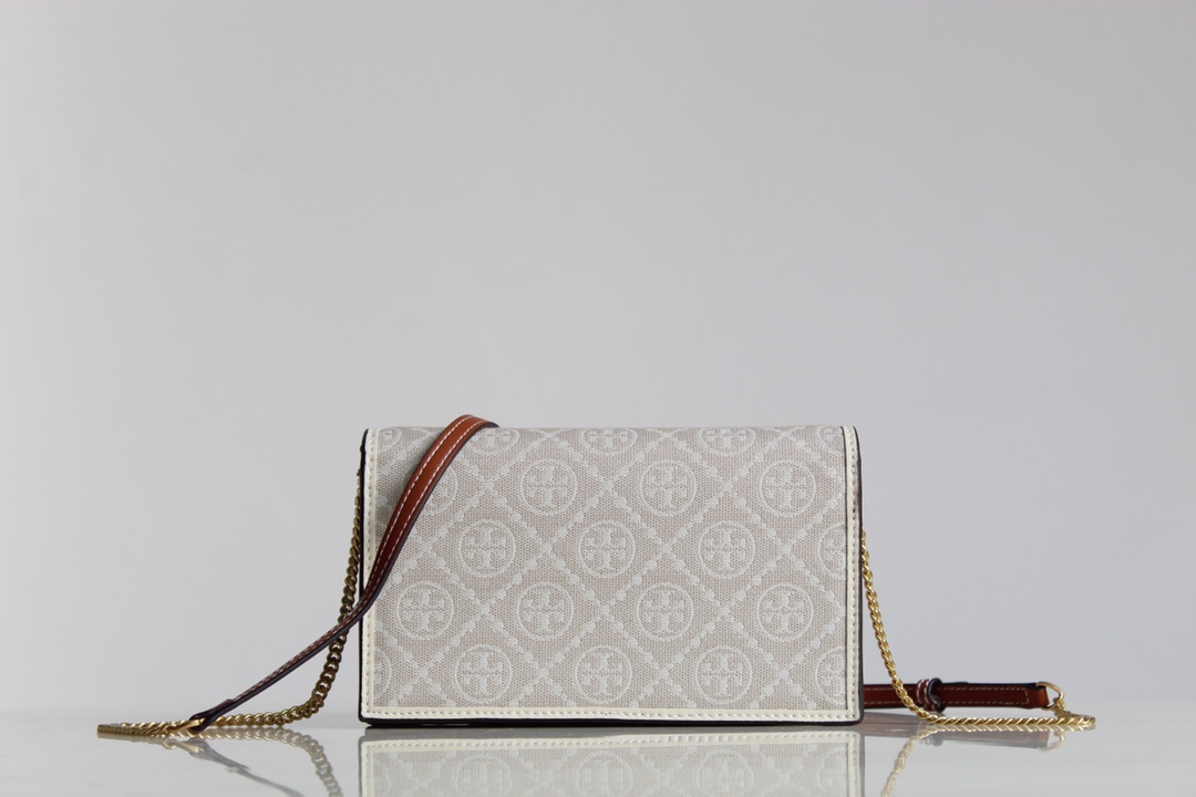 Tory Burch ～Tory Burch23年新款老花单肩信封包 风琴款式 实用百搭 提花面料 精选提花布料