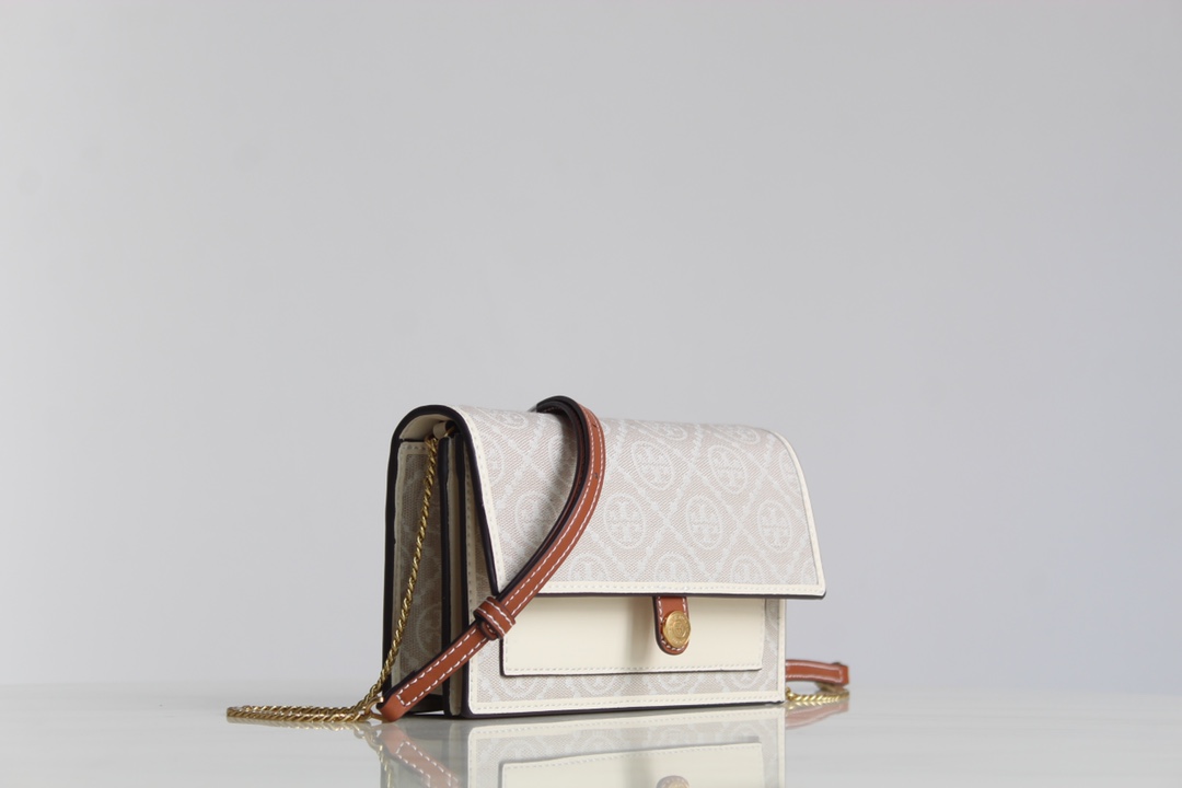 Tory Burch ～Tory Burch23年新款老花单肩信封包 风琴款式 实用百搭 提花面料 精选提花布料