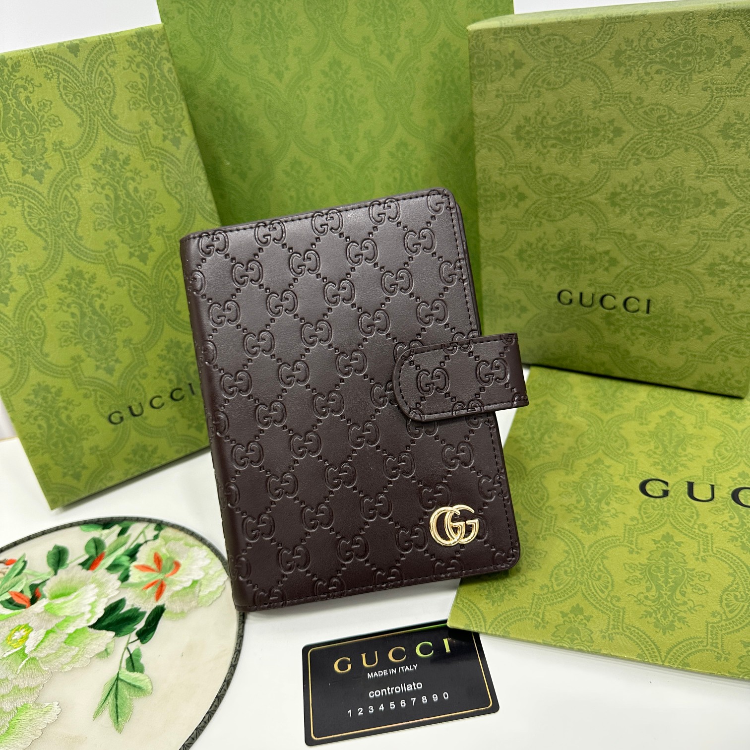 Front view of a leather card holder