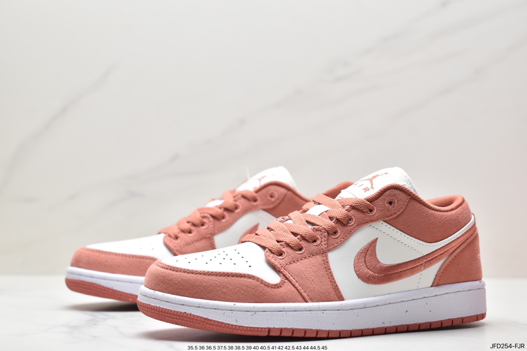 Jordan Air Jordan 1 Low SE ”Canvas” shock-absorbing and non-slip low-top retro basketball shoes for women pink and white FN3722-801