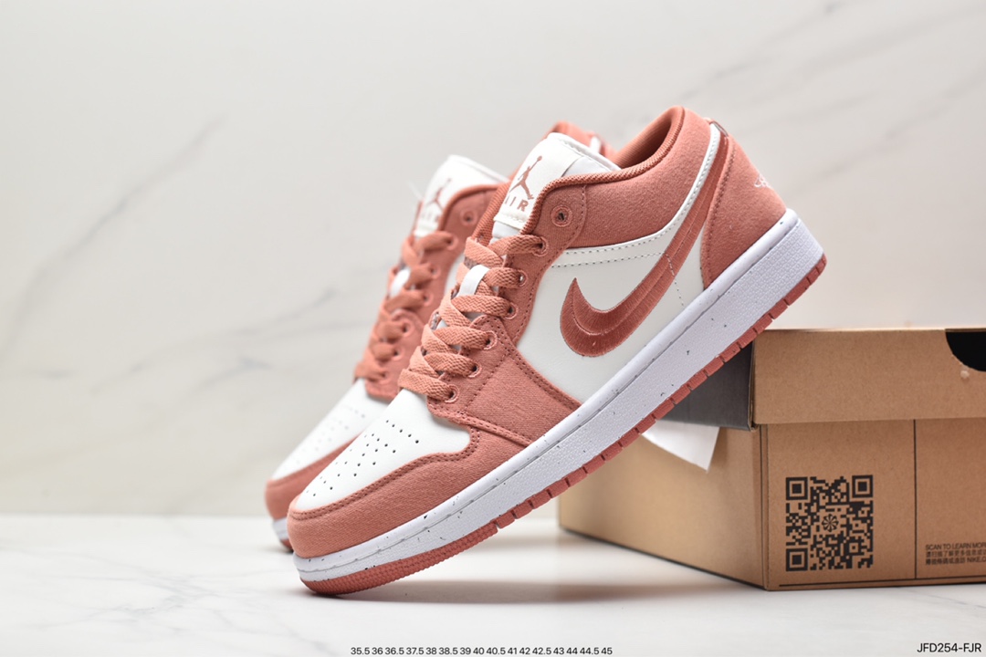 Jordan Air Jordan 1 Low SE ”Canvas” shock-absorbing and non-slip low-top retro basketball shoes for women pink and white FN3722-801