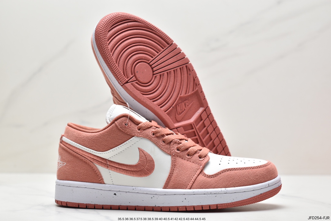 Jordan Air Jordan 1 Low SE ”Canvas” shock-absorbing and non-slip low-top retro basketball shoes for women pink and white FN3722-801