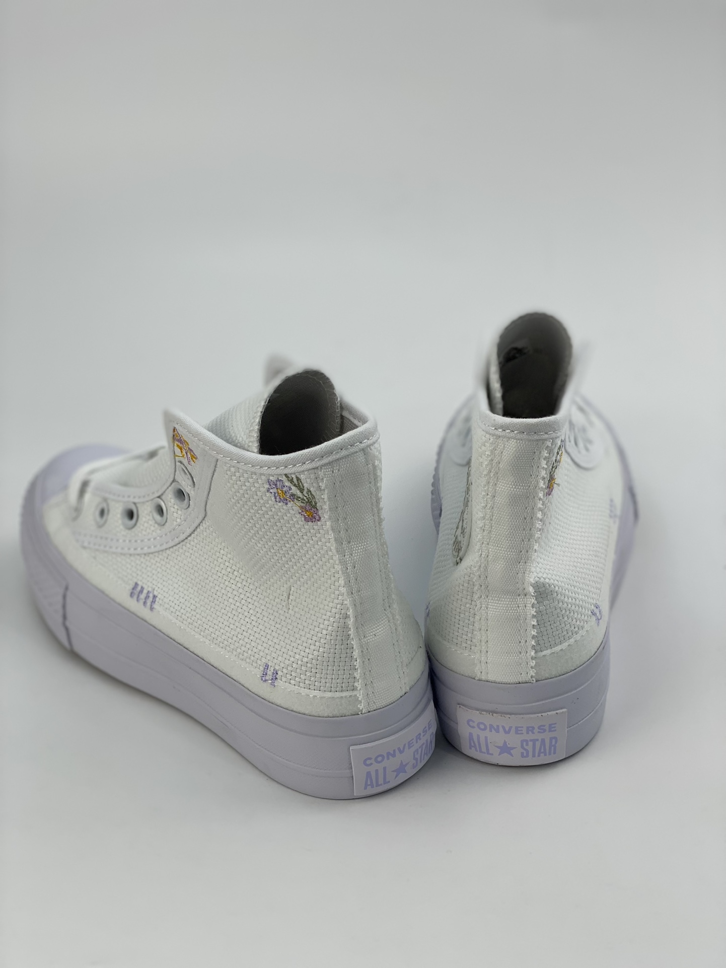 Converse All Star Lift Thick-soled Embroidered Small Fresh Embroidered Floral Thick-soled Height-enhancing Canvas Shoes A05068C