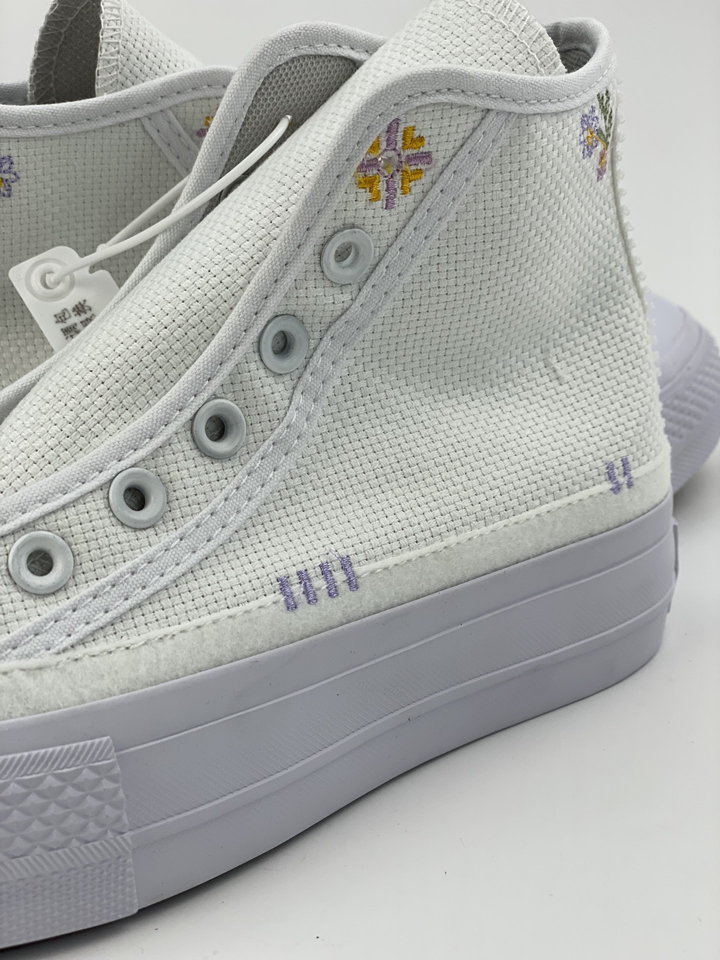 Converse All Star Lift Thick-soled Embroidered Small Fresh Embroidered Floral Thick-soled Height-enhancing Canvas Shoes A05068C