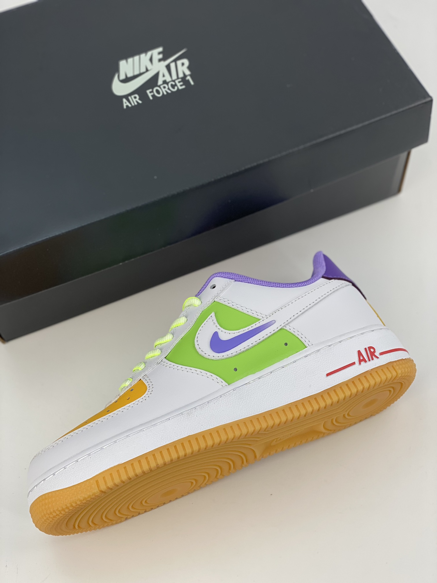 Nike Air Force 1 Low 07 White, Green, Yellow and Purple FD1036-100