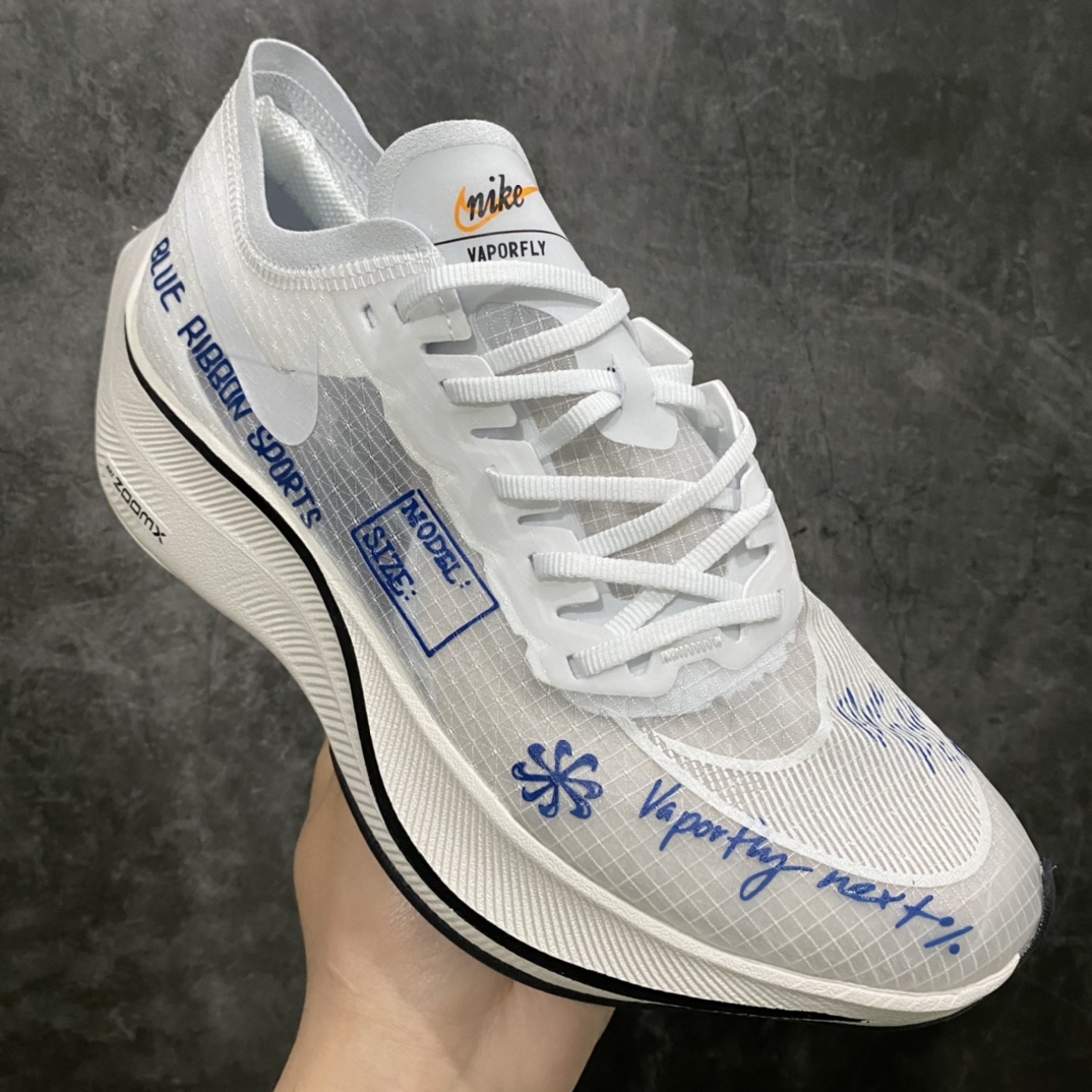 [Pure original] NK ZoomX Vaporfly Next% Marathon Generation Cicada Wing Running Shoes White and Blue Graffiti CU4844-100