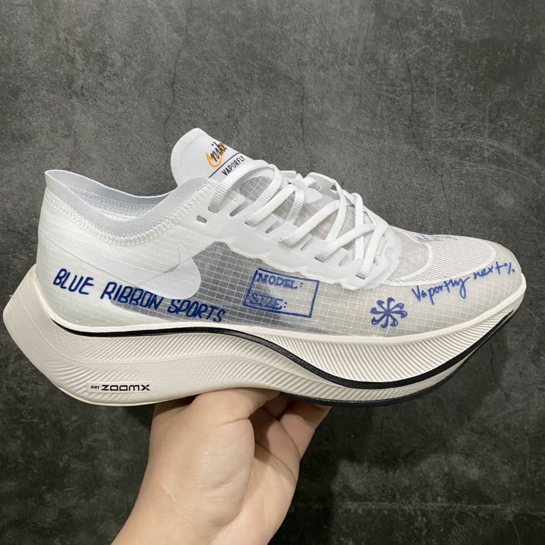 [Pure original] NK ZoomX Vaporfly Next% Marathon Generation Cicada Wing Running Shoes White and Blue Graffiti CU4844-100