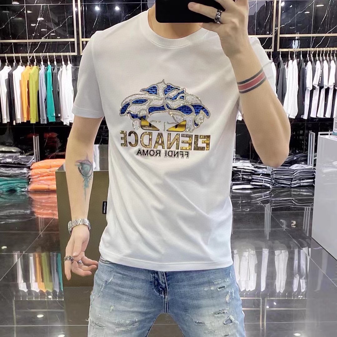 Versace Kleding T-Shirt Zwart Wit Mannen Lente/Zomercollectie Korte mouw