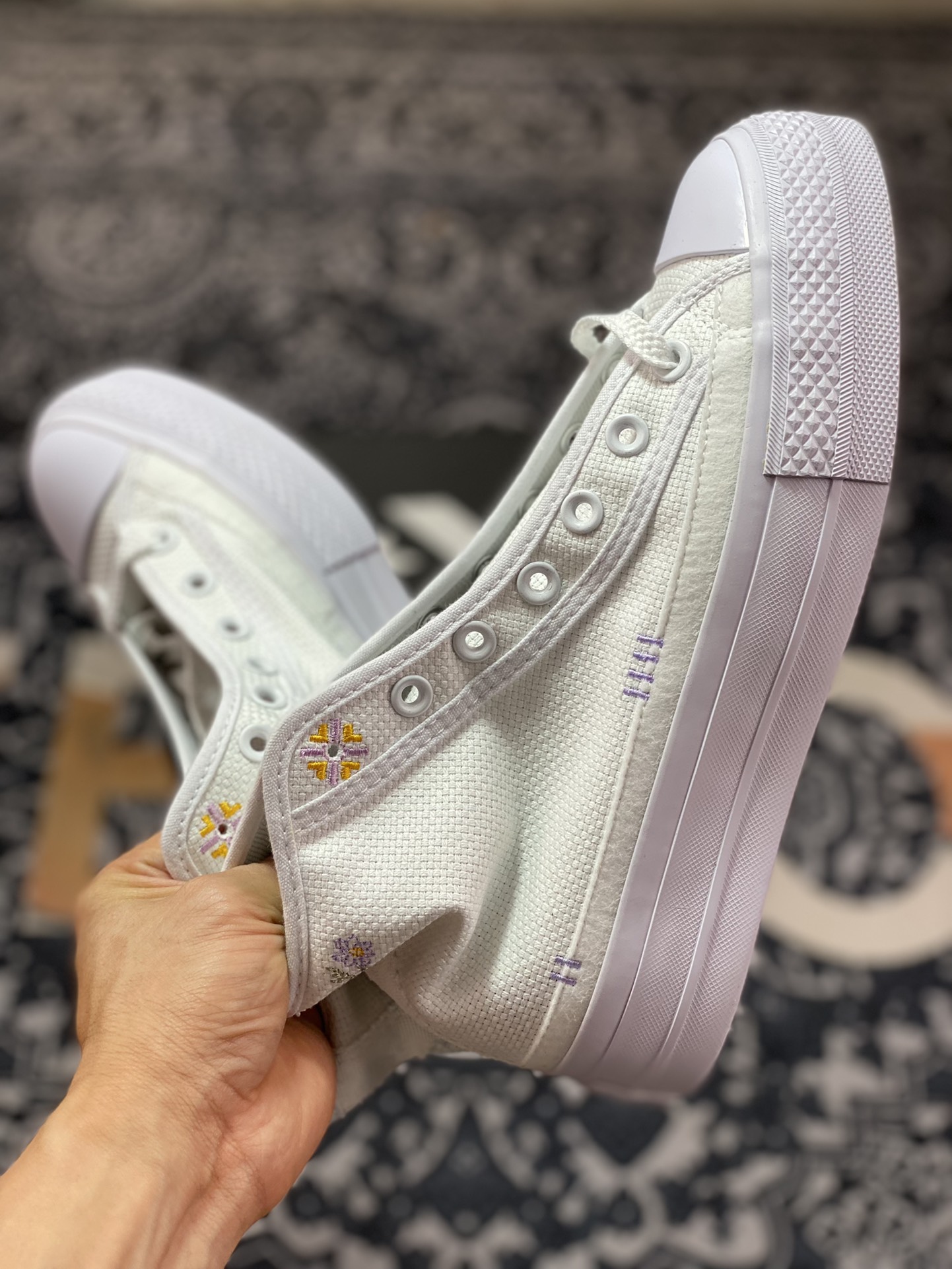 150  Converse All Star Lift 厚底刺绣 小清新刺绣花卉厚底增高帆布鞋 A05068C