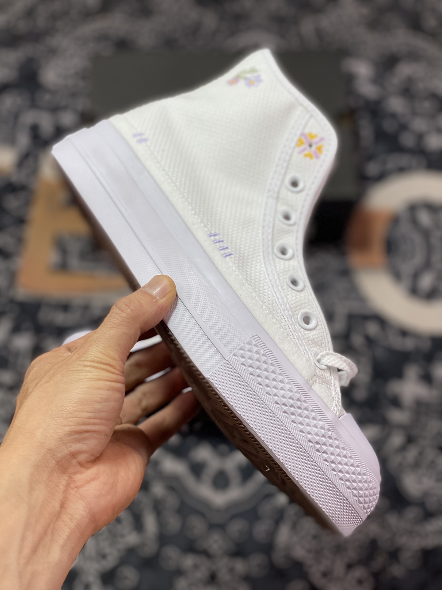 150  Converse All Star Lift 厚底刺绣 小清新刺绣花卉厚底增高帆布鞋 A05068C