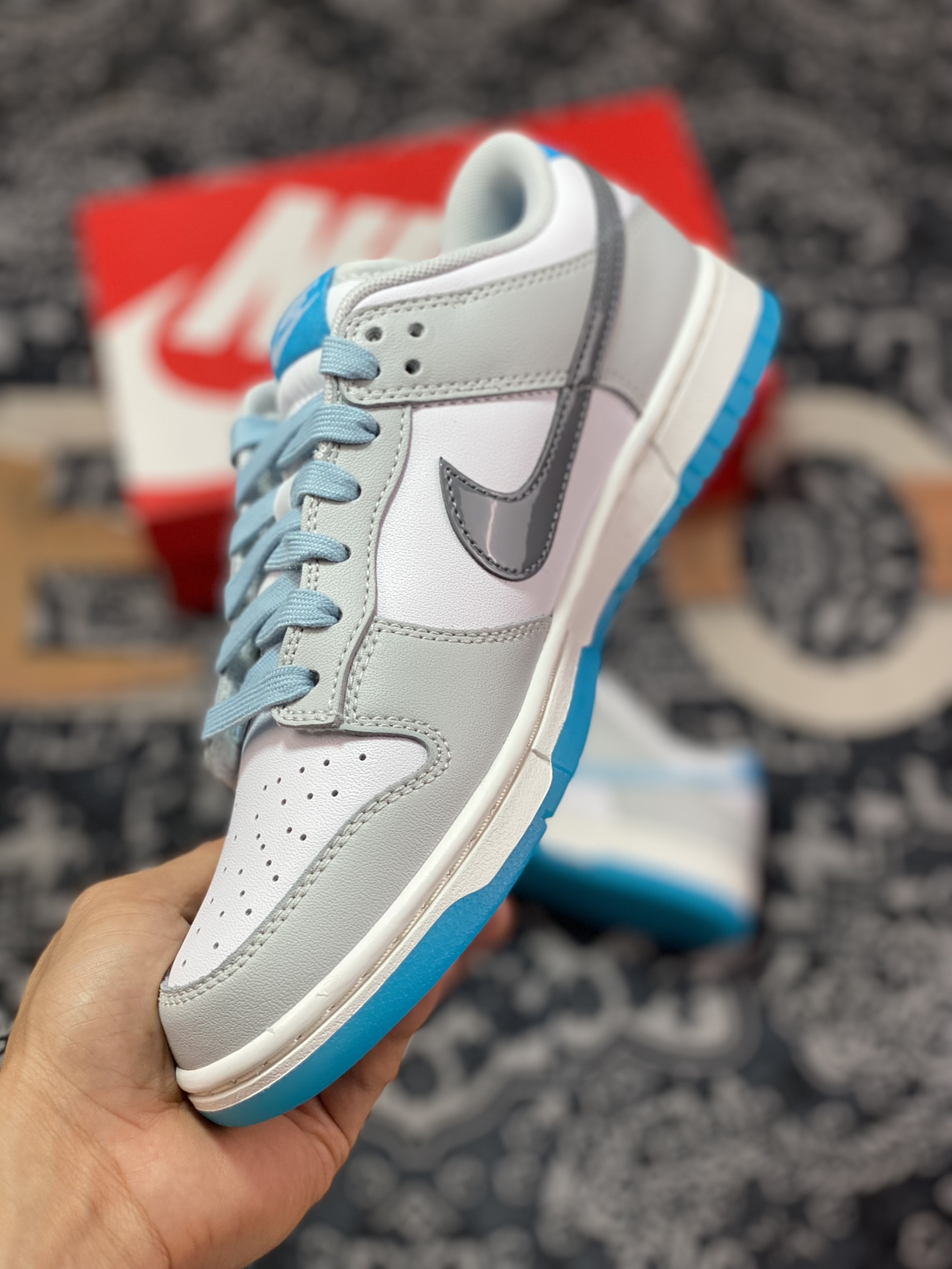 Nike Dunk Low ”520 Summit White and Blue Foam” 520 Valentine's Day White Gray Blue FN3433-141