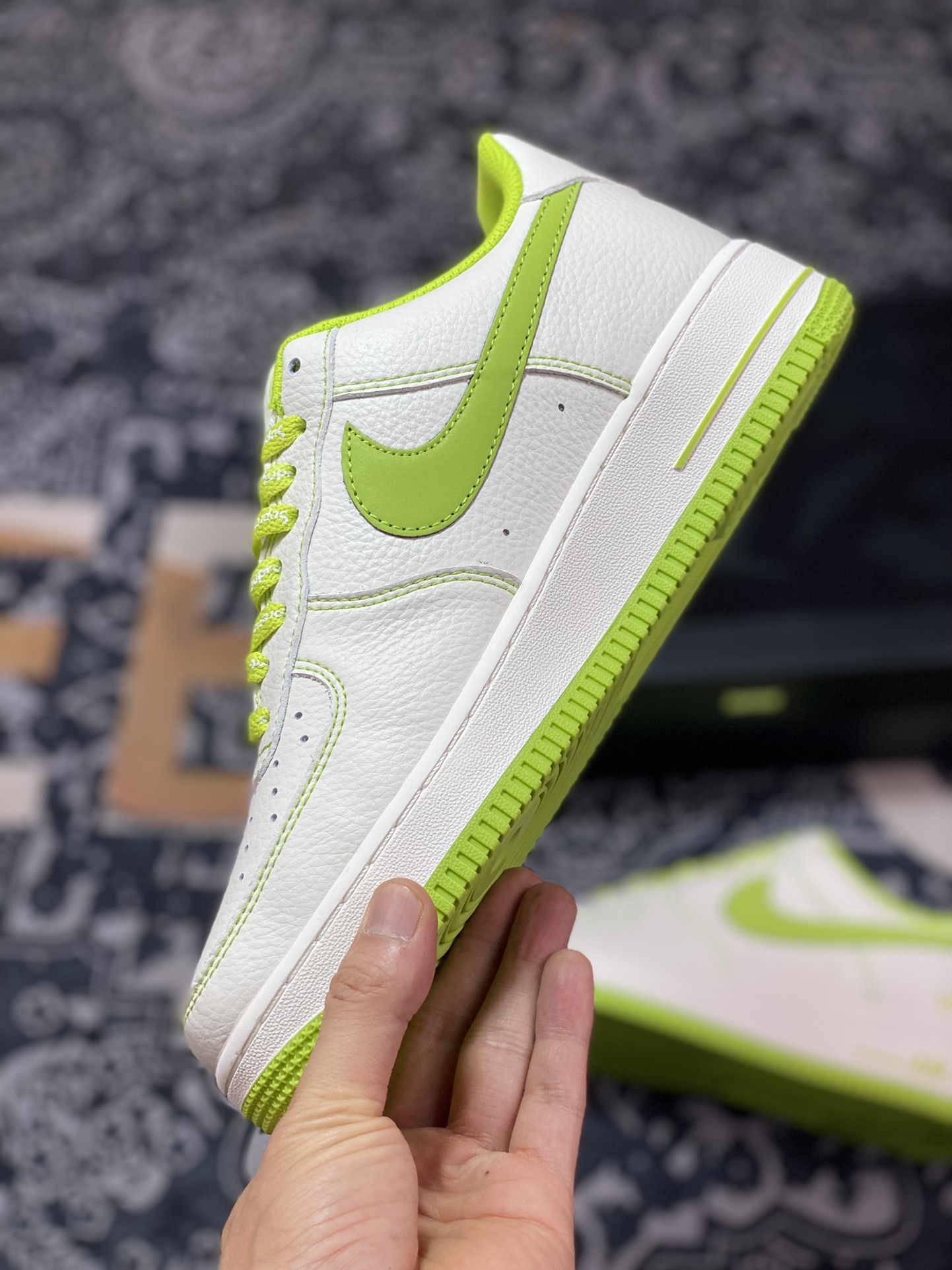 Supreme x Nike Air Force 1 07 Low ”Supreme” Air Force One classic low-top sneakers ”Lychee leather beige lemon green Sup” SU0220-008