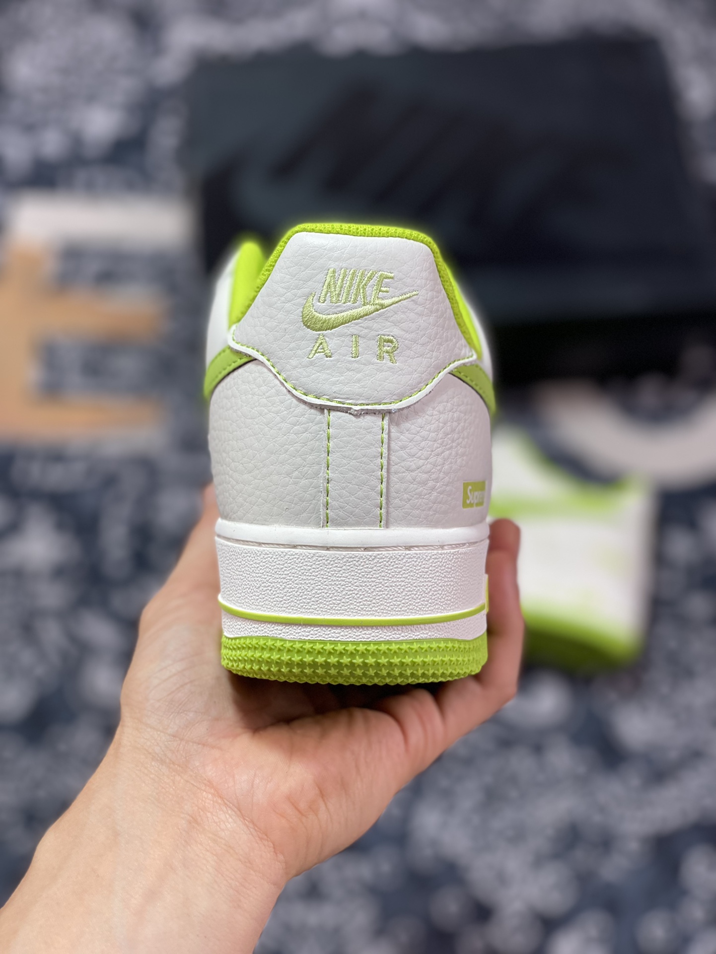 Supreme x Nike Air Force 1 07 Low ”Supreme” Air Force One classic low-top sneakers ”Lychee leather beige lemon green Sup” SU0220-008