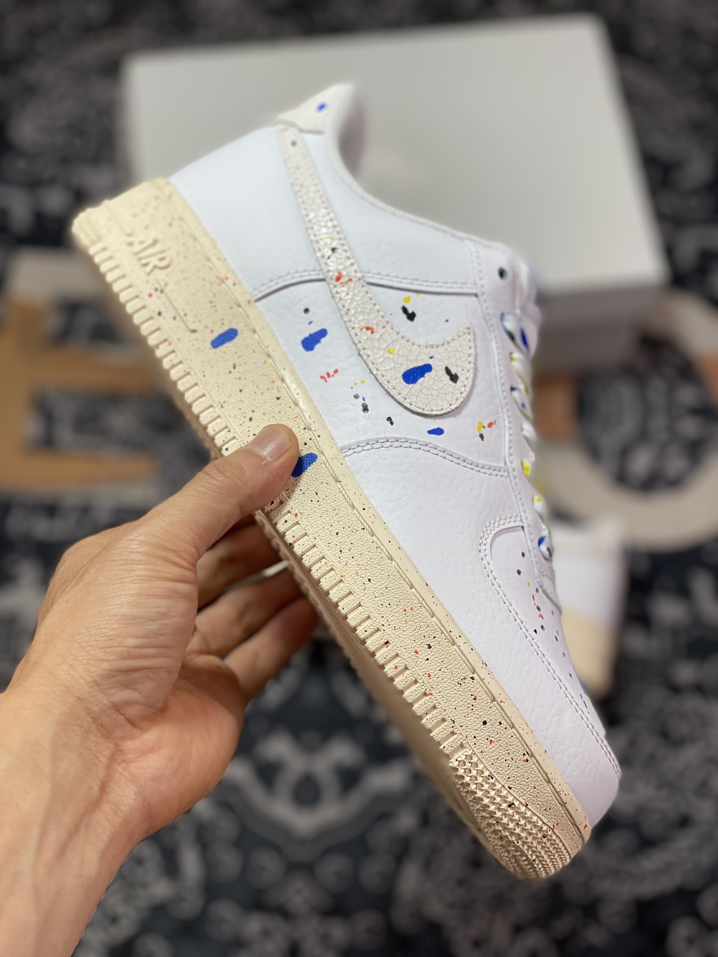 Nike Air Force 1'07 ”Paint Splatter” Air Force One Sneakers ”Leather Off-White Paint Splatter” CZ0339-100