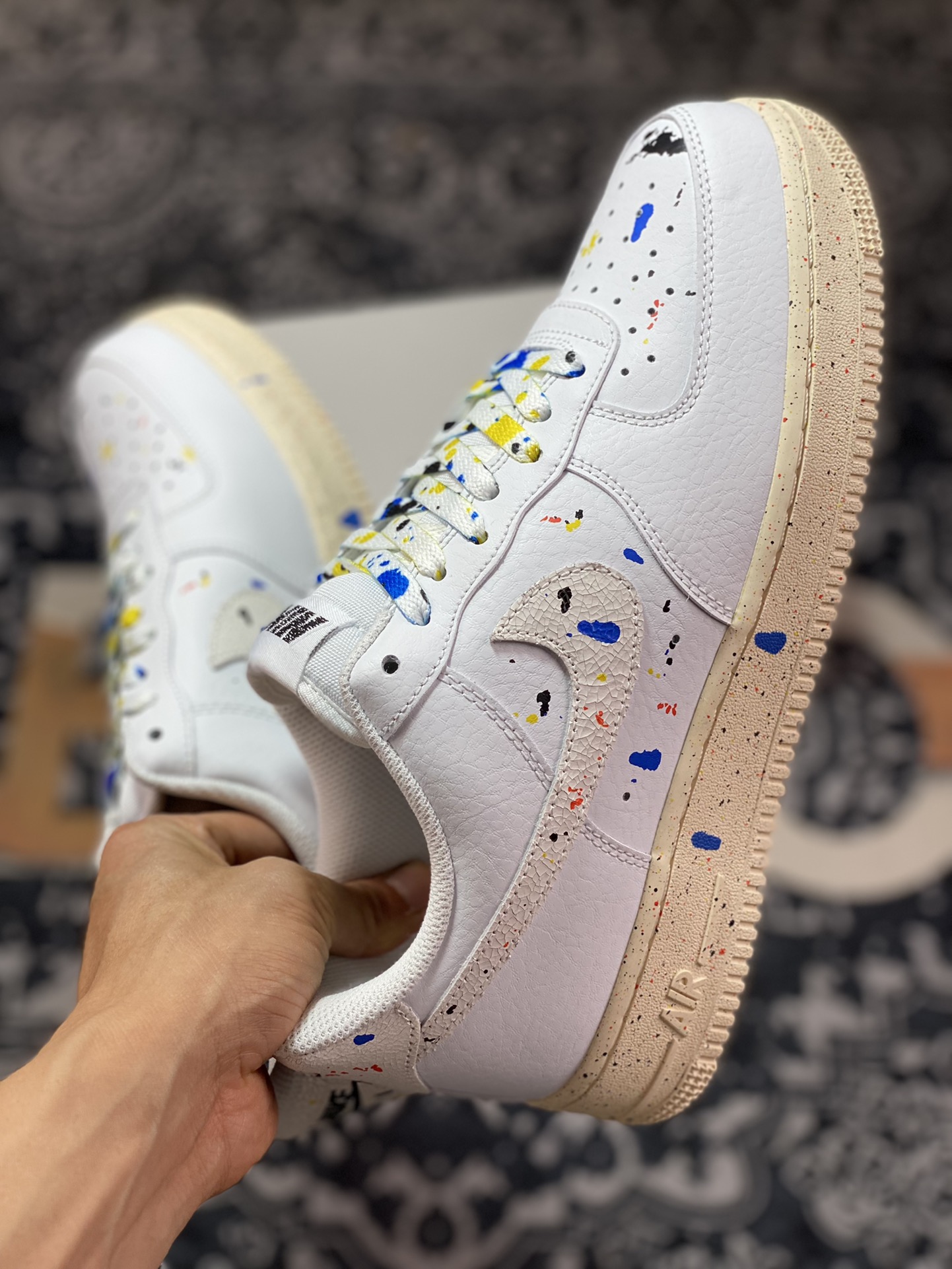 Nike Air Force 1'07 ”Paint Splatter” Air Force One Sneakers ”Leather Off-White Paint Splatter” CZ0339-100