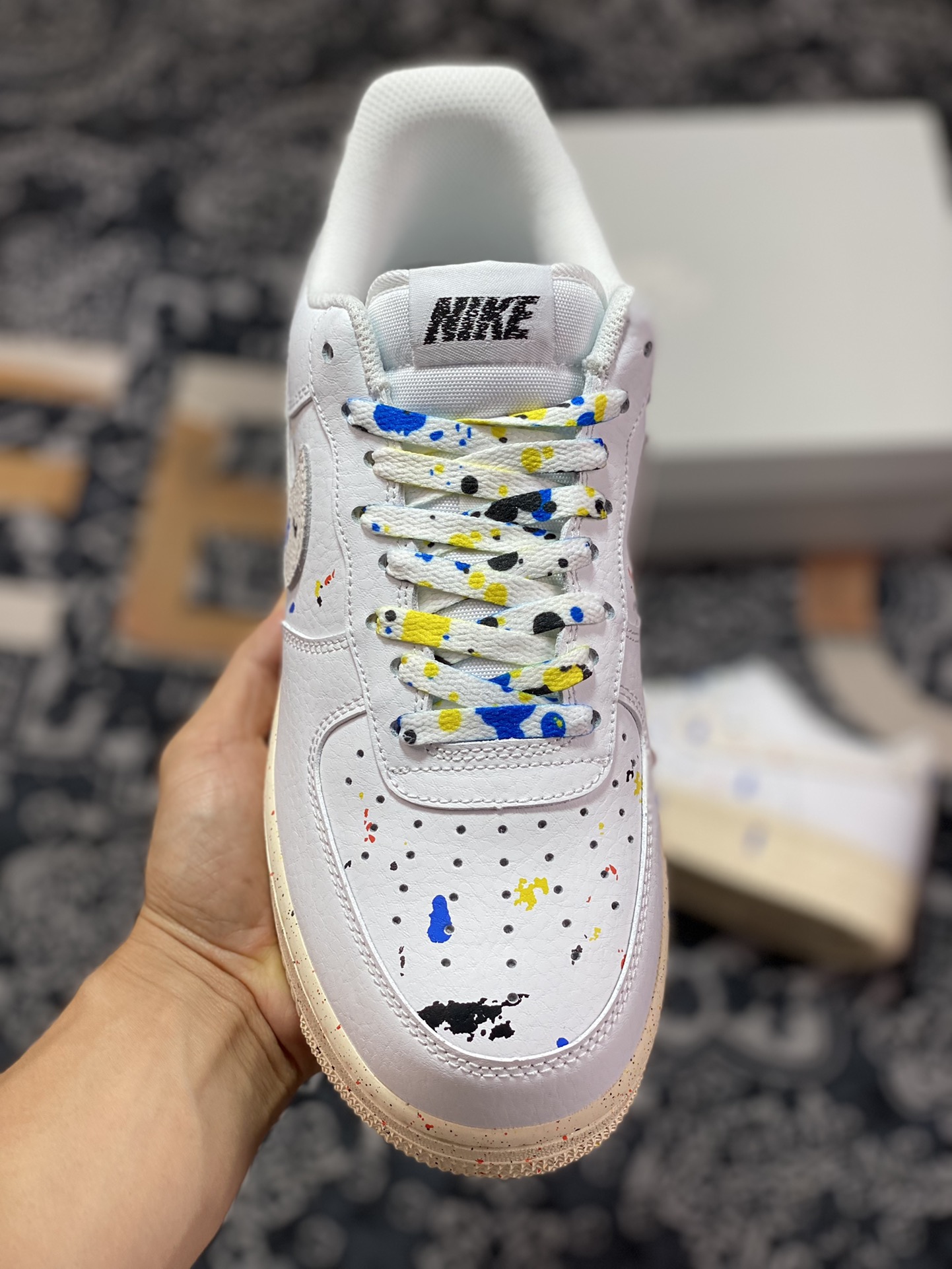 Nike Air Force 1'07 ”Paint Splatter” Air Force One Sneakers ”Leather Off-White Paint Splatter” CZ0339-100