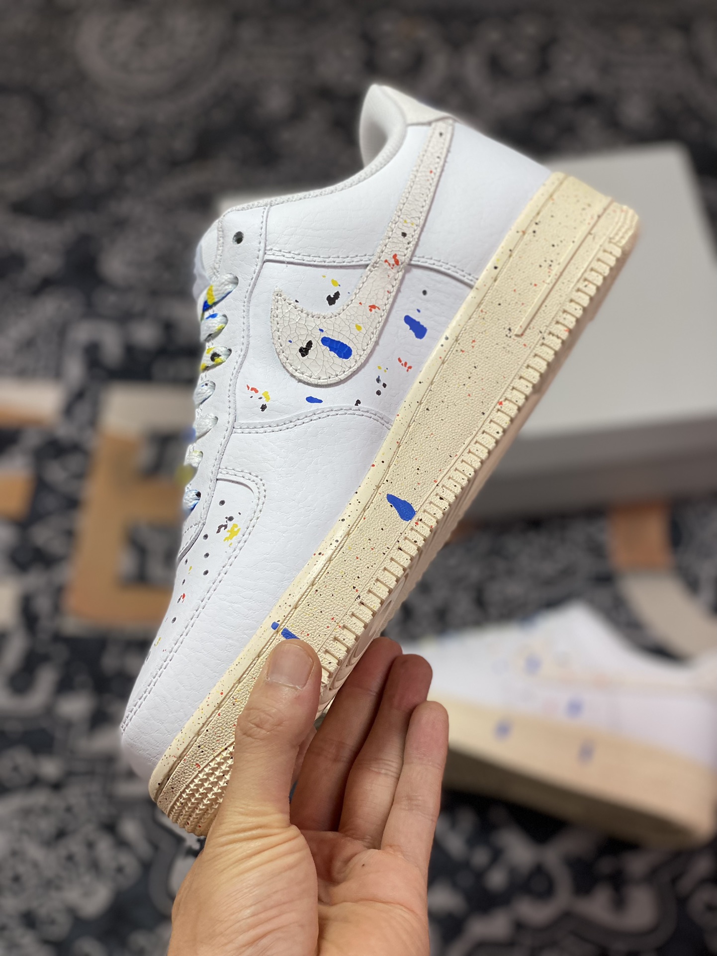 Nike Air Force 1'07 ”Paint Splatter” Air Force One Sneakers ”Leather Off-White Paint Splatter” CZ0339-100