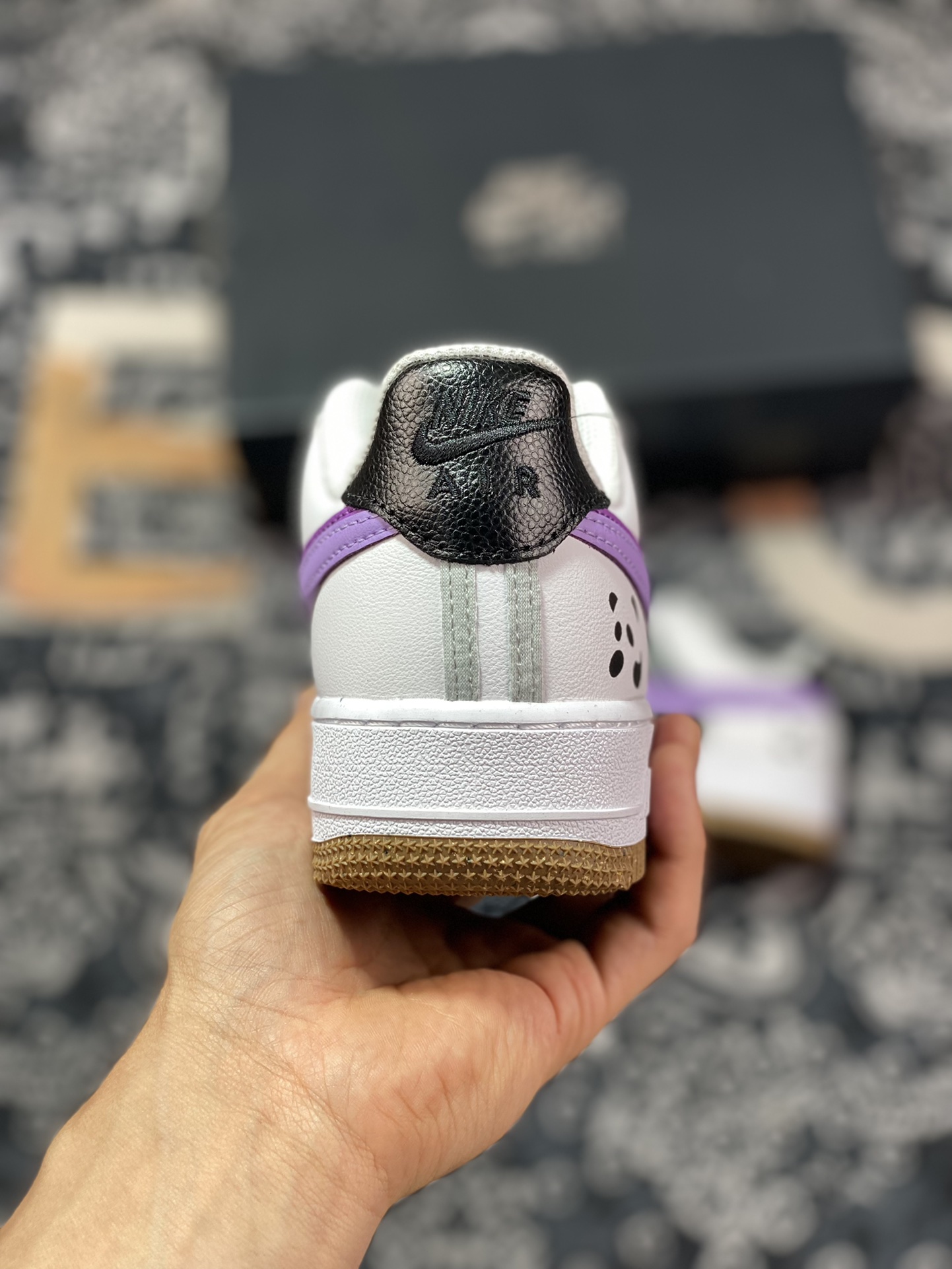 Nike Air Force 1'07 Low”85 Double Swoosh/White/Purple/Black/Bear” Air Force One Sneakers ”Leather White Black Purple Double Hook Panda” DX6065-101