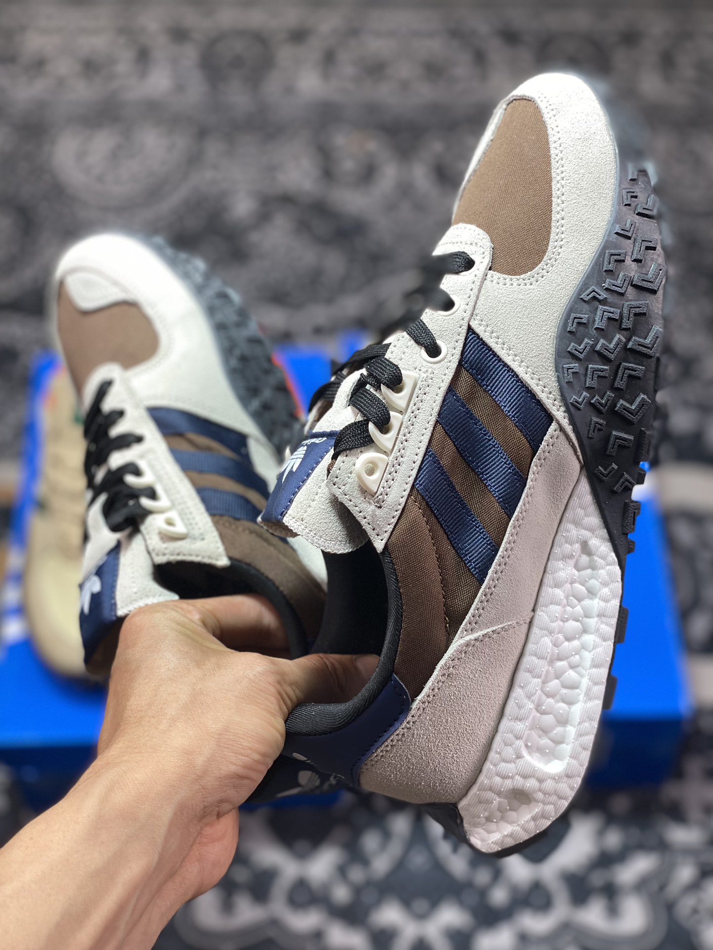 Adidas Originals Retropy E5 gray brown blue second generation retro sports casual running shoes IG9982