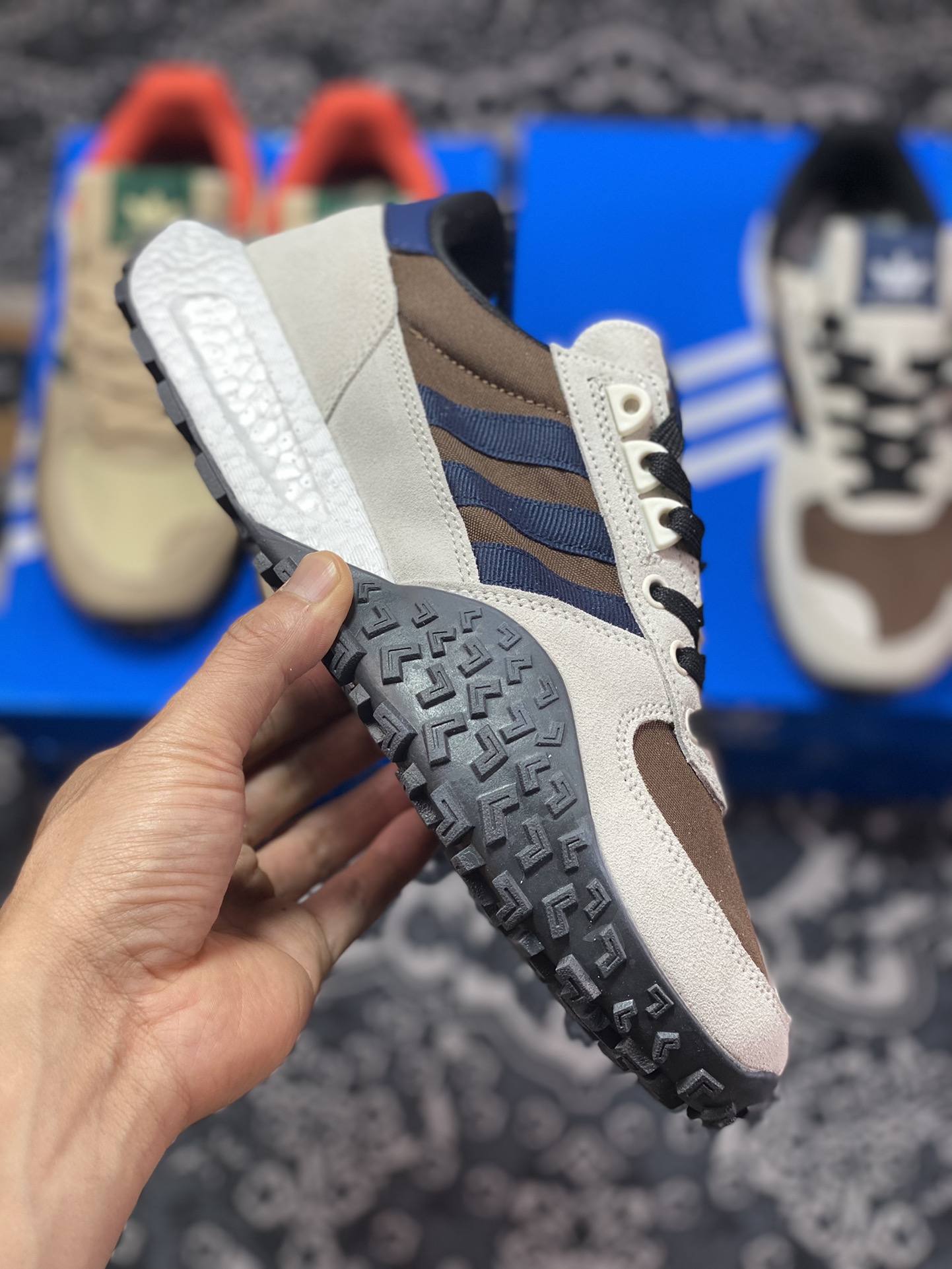 Adidas Originals Retropy E5 gray brown blue second generation retro sports casual running shoes IG9982