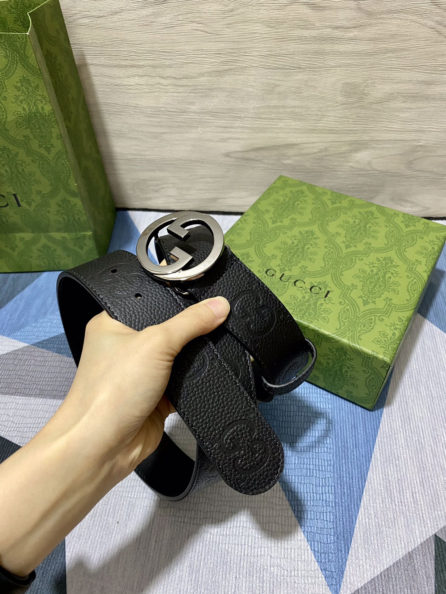 新款40mm带身采用头层荔枝纹压大G