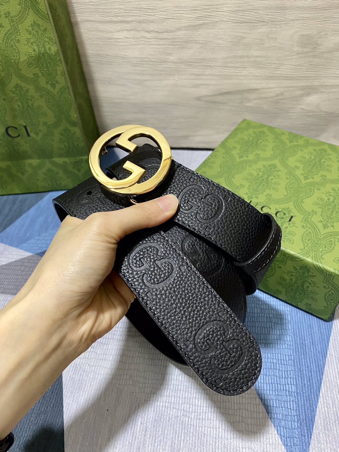 新款40mm带身采用头层荔枝纹压大G