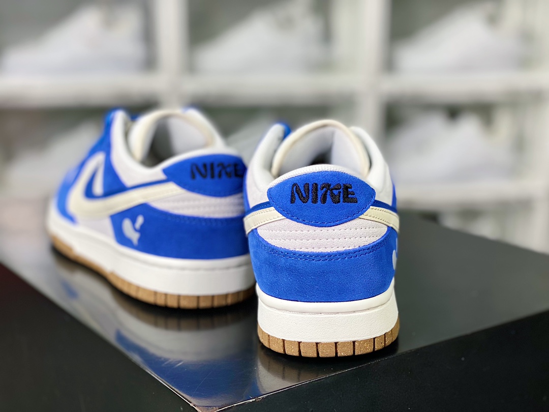 SB Dunk Low SE ”85 Double Swoosh/Royal Blue/Grey” Dunk series low-top sneakers ”Royal blue light gray small fish fruit graffiti double hook” DO9457-138