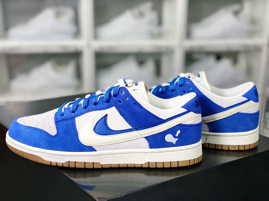 SB Dunk Low SE ”85 Double Swoosh/Royal Blue/Grey” Dunk series low-top sneakers ”Royal blue light gray small fish fruit graffiti double hook” DO9457-138