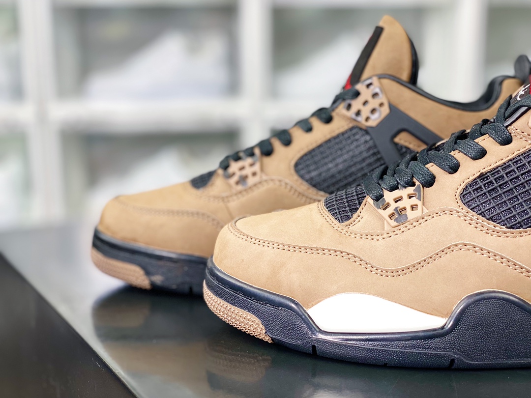 Wmms Air Jordan 4 Retro ”Mushroom” Michael Jordan AJ4 mid-top basketball shoes ”Mushroom Cork Pearl Milk Tea” AQ9129-200