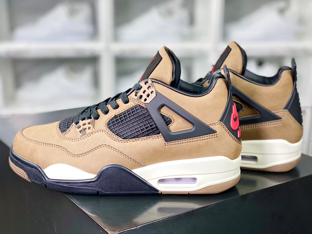 Wmms Air Jordan 4 Retro ”Mushroom” Michael Jordan AJ4 mid-top basketball shoes ”Mushroom Cork Pearl Milk Tea” AQ9129-200