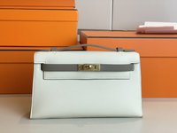 Hermes Kelly Luxury
 Handbags Crossbody & Shoulder Bags Grey Milkshake White Gold Hardware Mini