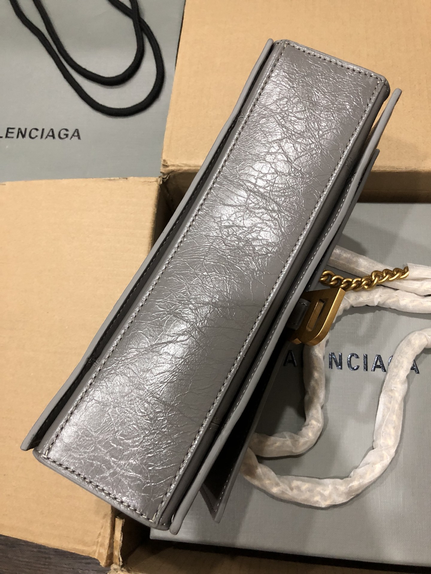 Balenciaga Style Grey Leather Chain Bag style reference detail image 5 from source 776245