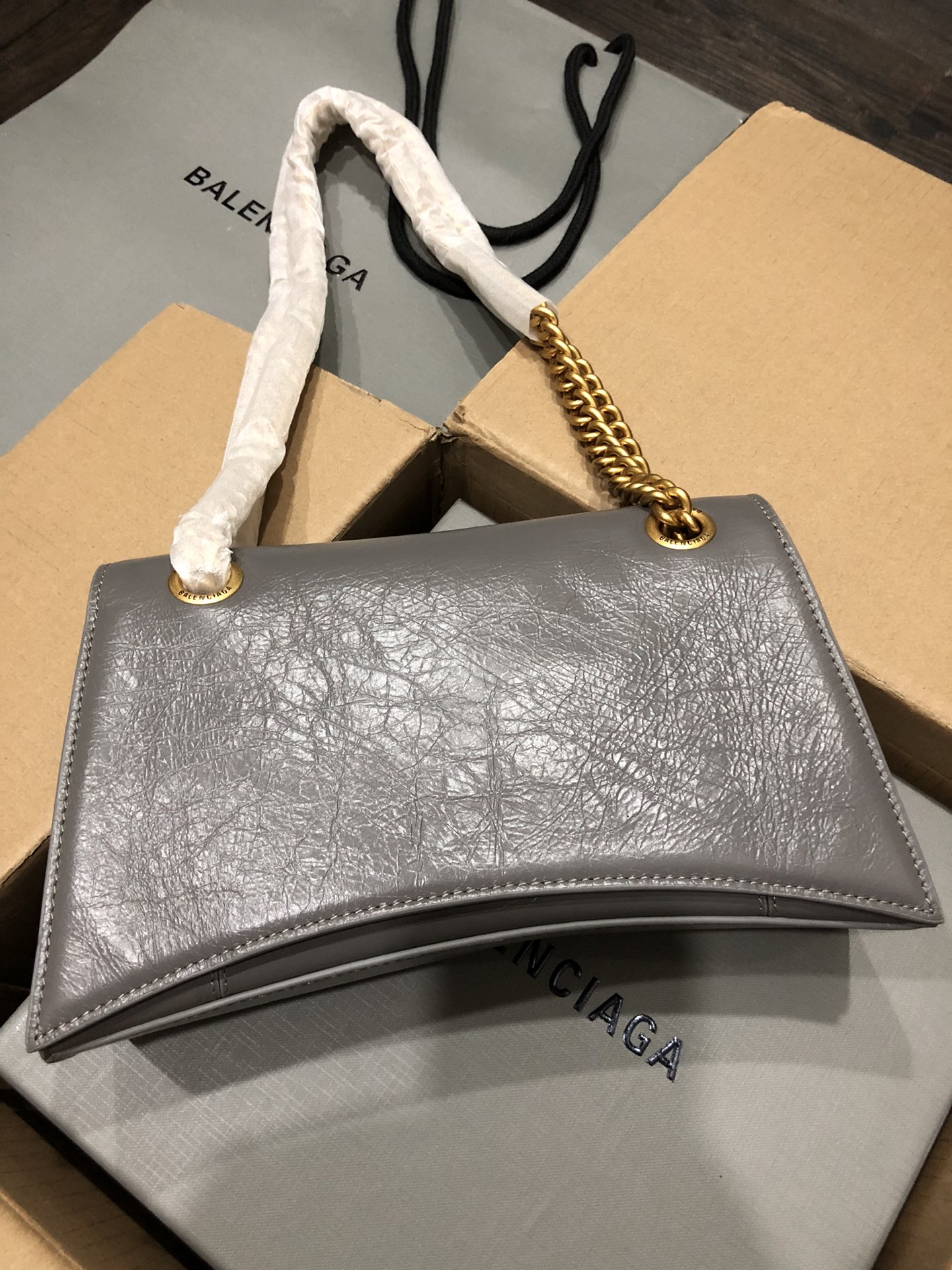 Balenciaga Style Grey Leather Chain Bag style reference detail image 4 from source 776245