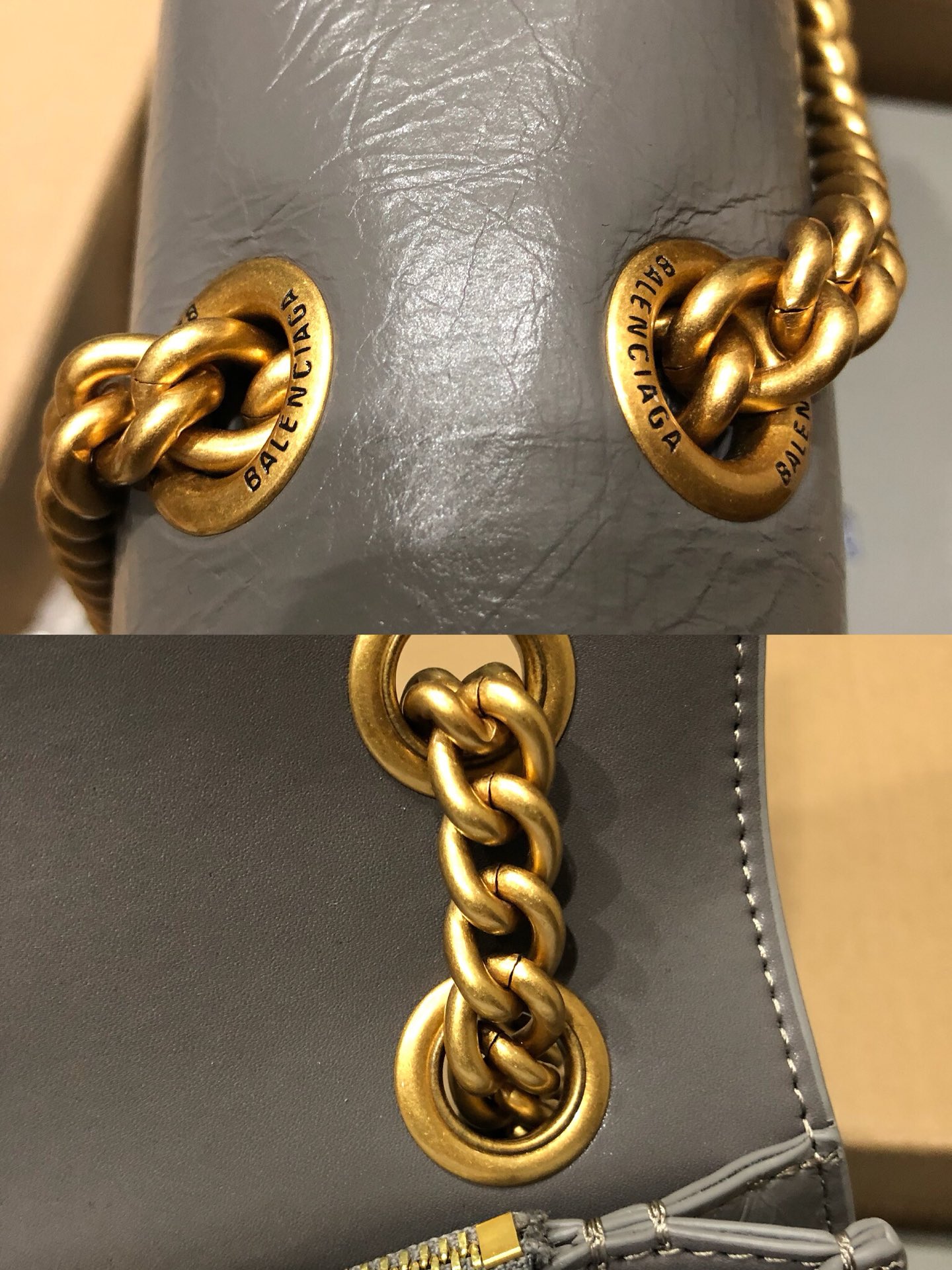 Balenciaga Style Grey Leather Chain Bag style reference detail image 9 from source 776245
