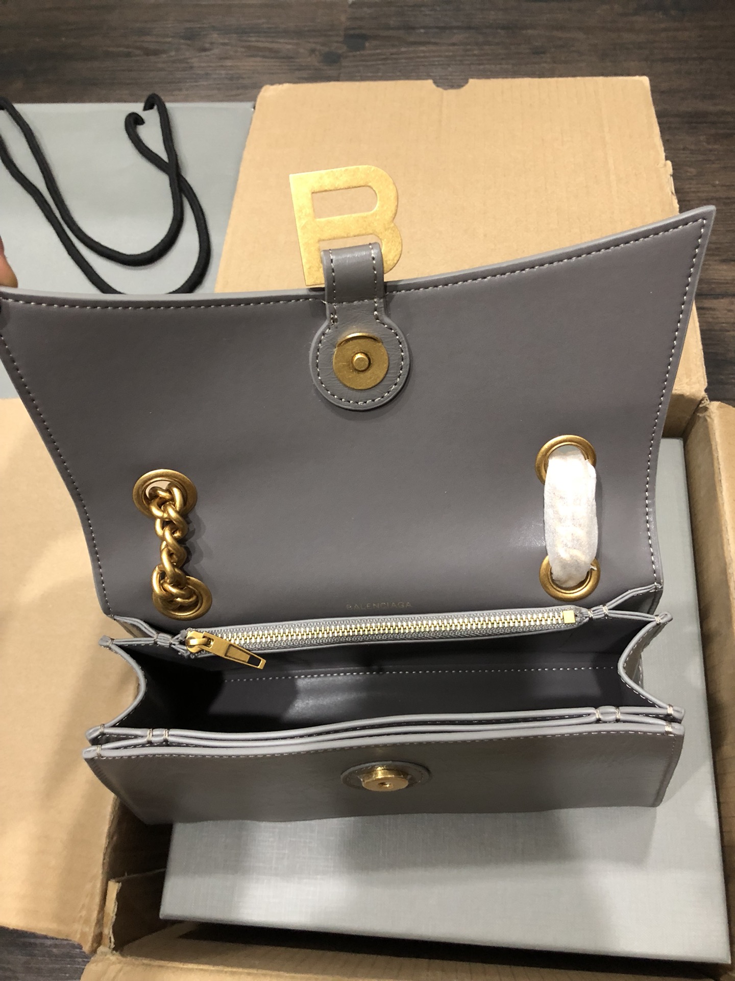 Balenciaga Style Grey Leather Chain Bag style reference detail image 6 from source 776245