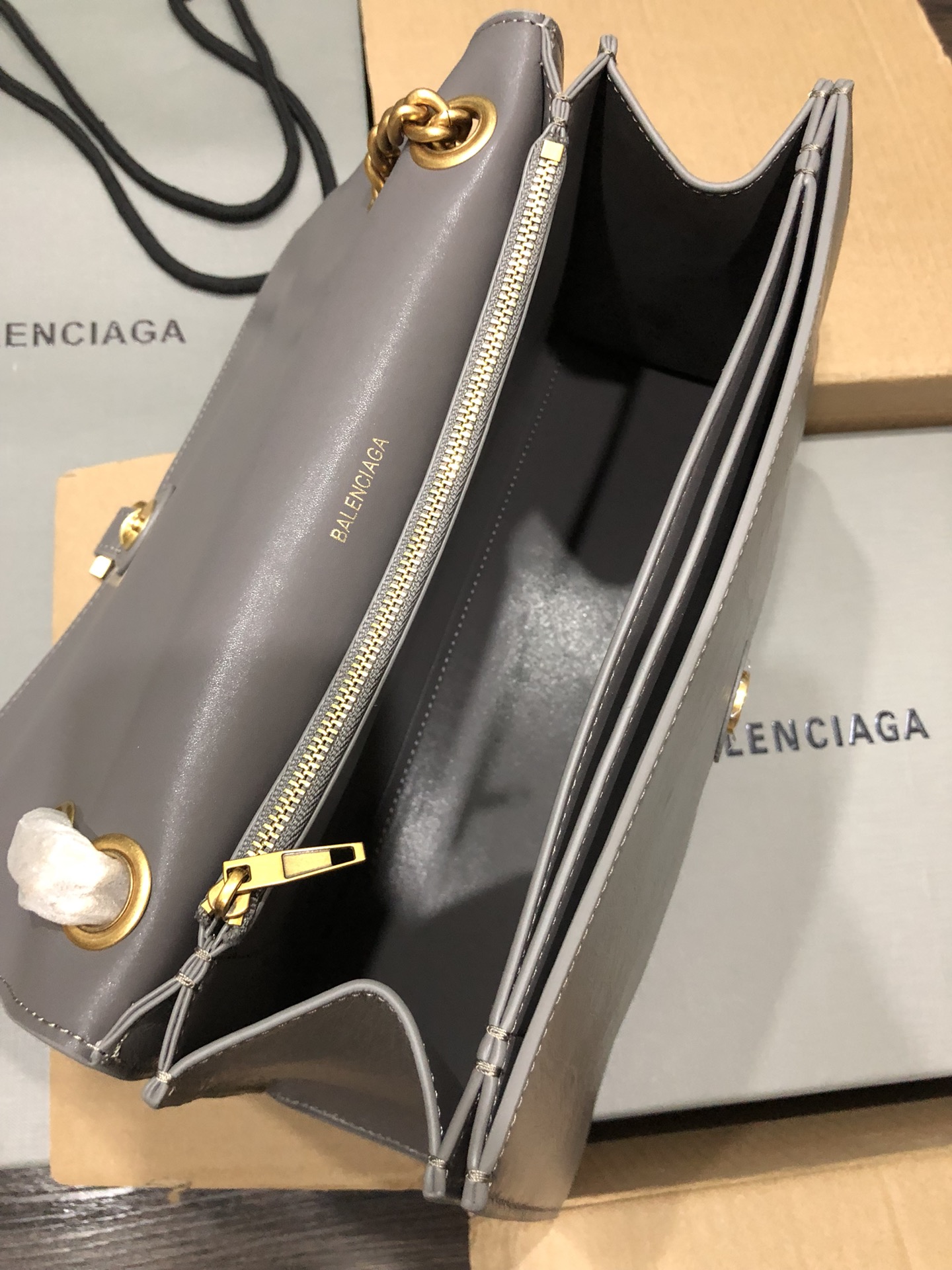 Balenciaga Style Grey Leather Chain Bag style reference detail image 6 from source 776246