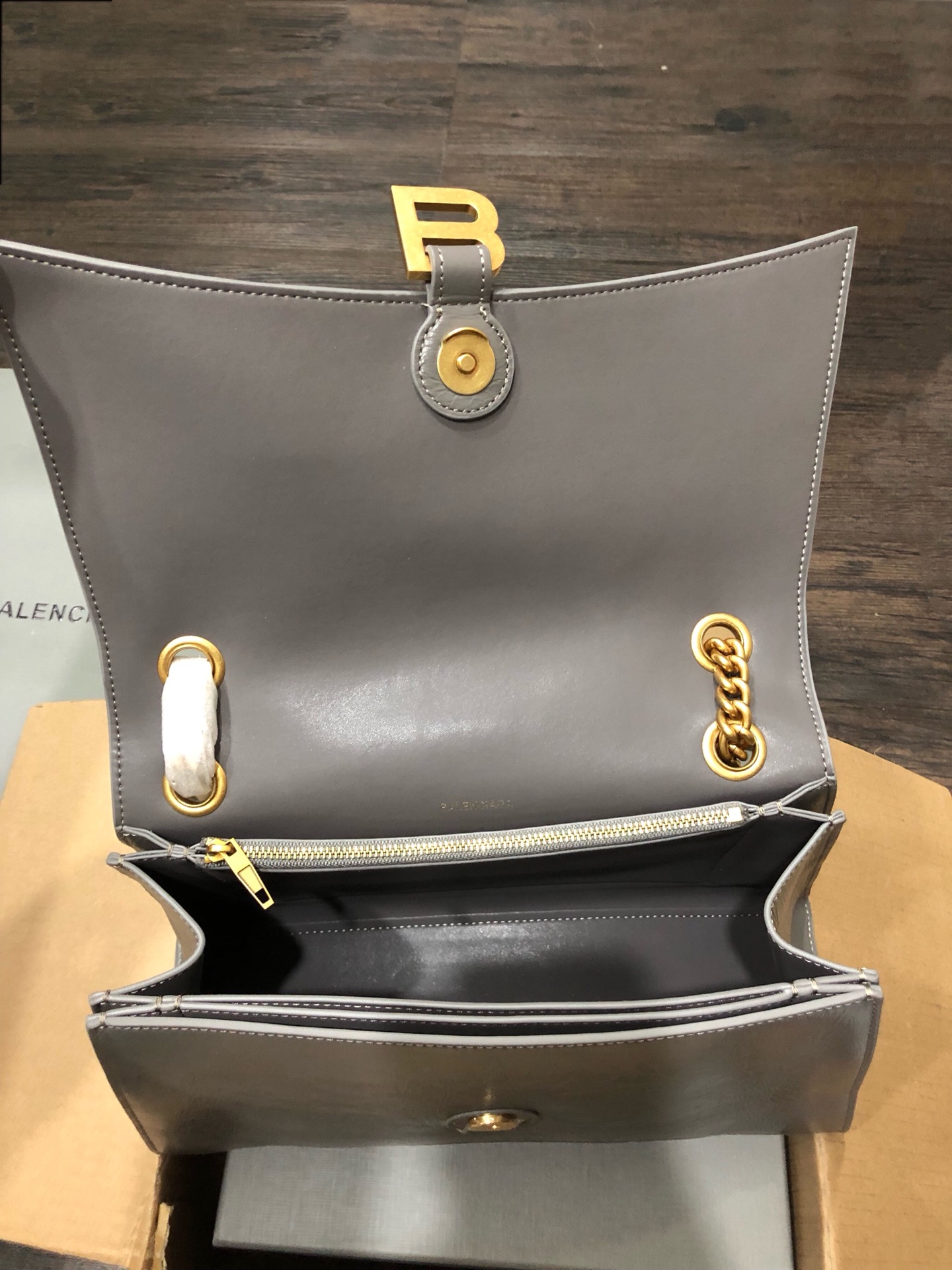 Balenciaga Style Grey Leather Chain Bag style reference detail image 7 from source 776246