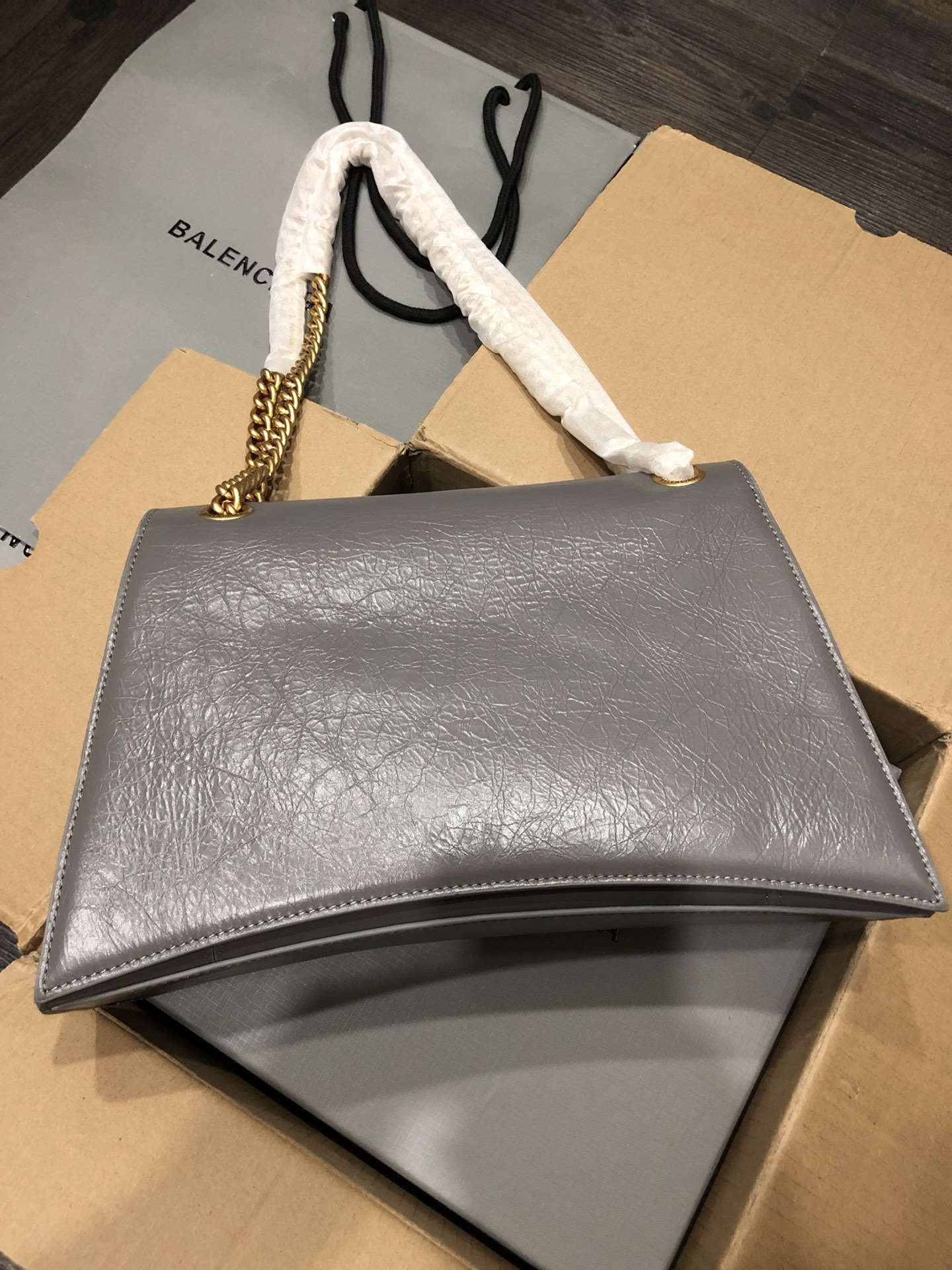 Balenciaga Style Grey Leather Chain Bag style reference detail image 2 from source 776246