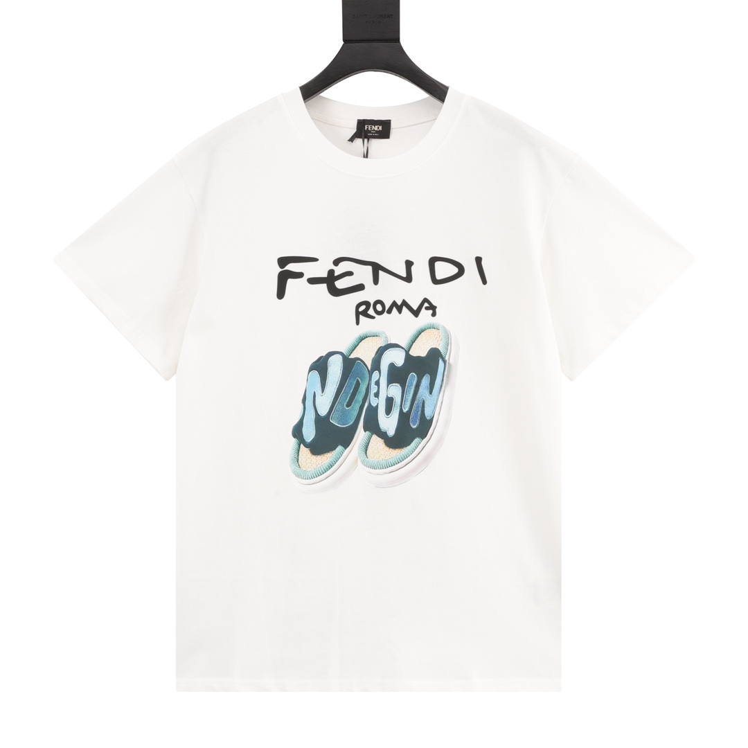 160 Fendi/芬迪 拖鞋印花字母LOGO圆领短袖