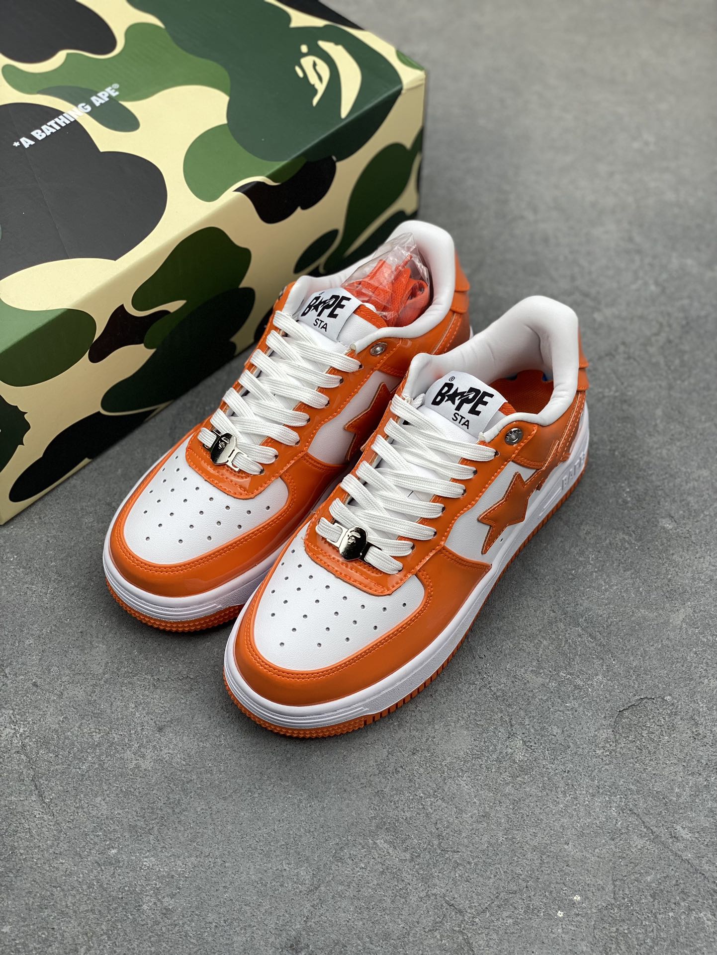 Bape Sk8 Sta To Nigo Orange and White Low-Top Sneakers 9 i1684521627 2411 7