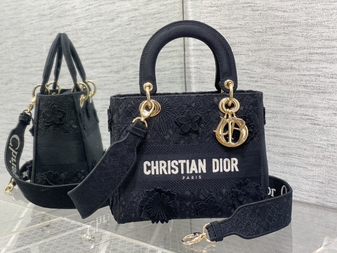 DIOR Lady Dior bag lace flower embroidery handbag