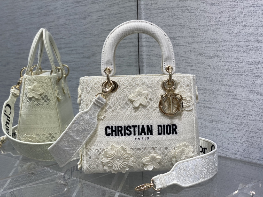DIOR Lady Dior bag lace flower embroidery handbag