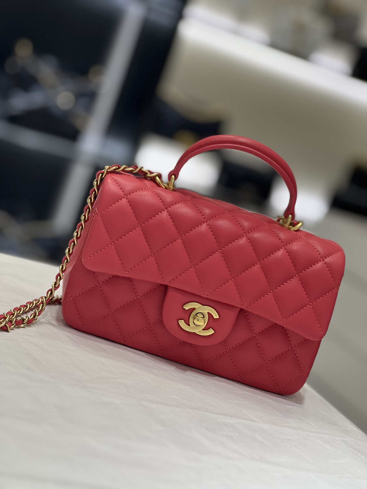 Chanel Classic Flap Bag Handbags Crossbody & Shoulder Bags Counter Quality
 Red Vintage Gold Sheepskin