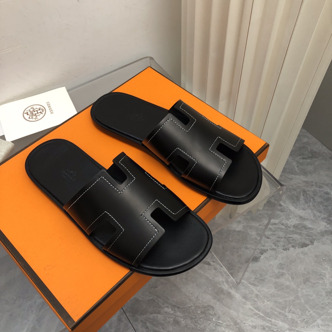 Hermes Chaussures Pantoufles Meilleur site pour les répliques
 Hommes Genuine Leather