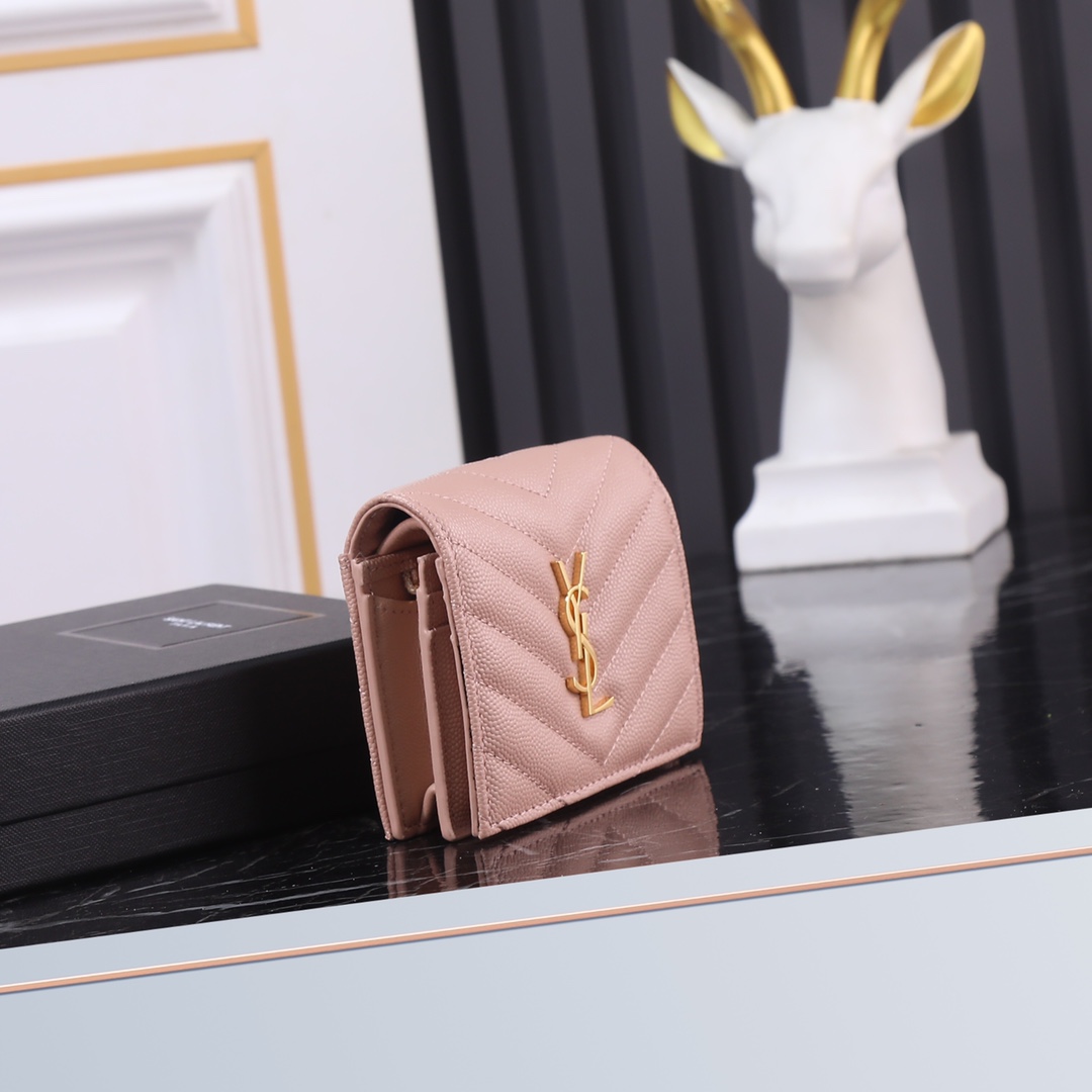 Luxury Caviar Pink Gold Button P528 Model Wallet Size 11*8.5*3cm - 图片 3
