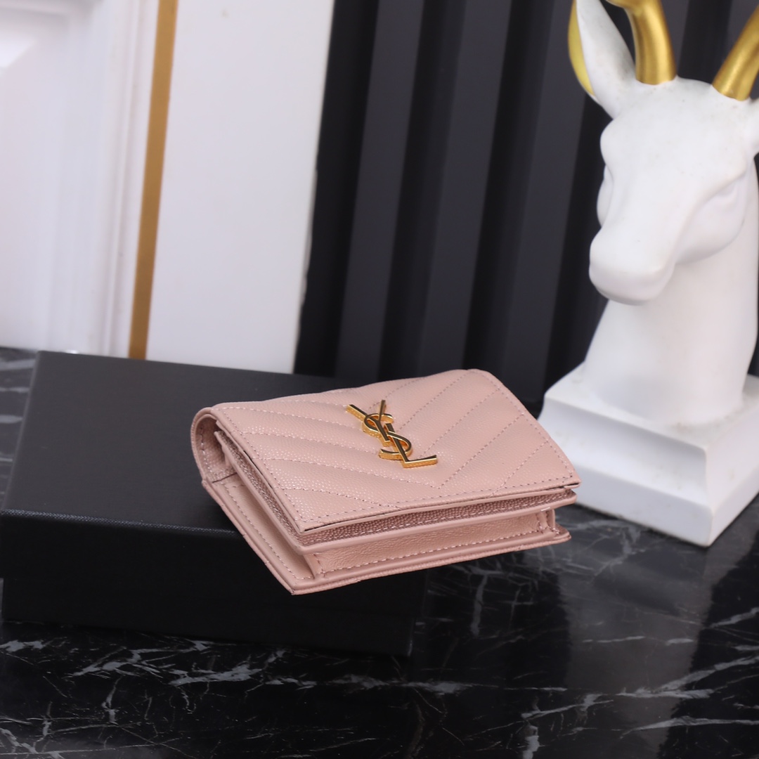 Luxury Caviar Pink Gold Button P528 Model Wallet Size 11*8.5*3cm - 图片 4