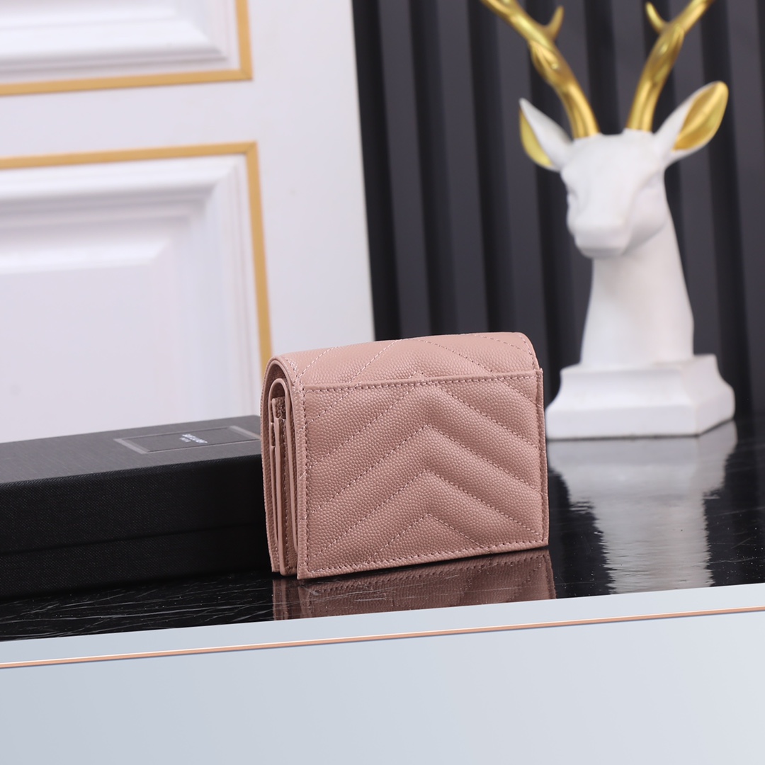 Luxury Caviar Pink Gold Button P528 Model Wallet Size 11*8.5*3cm - 图片 2