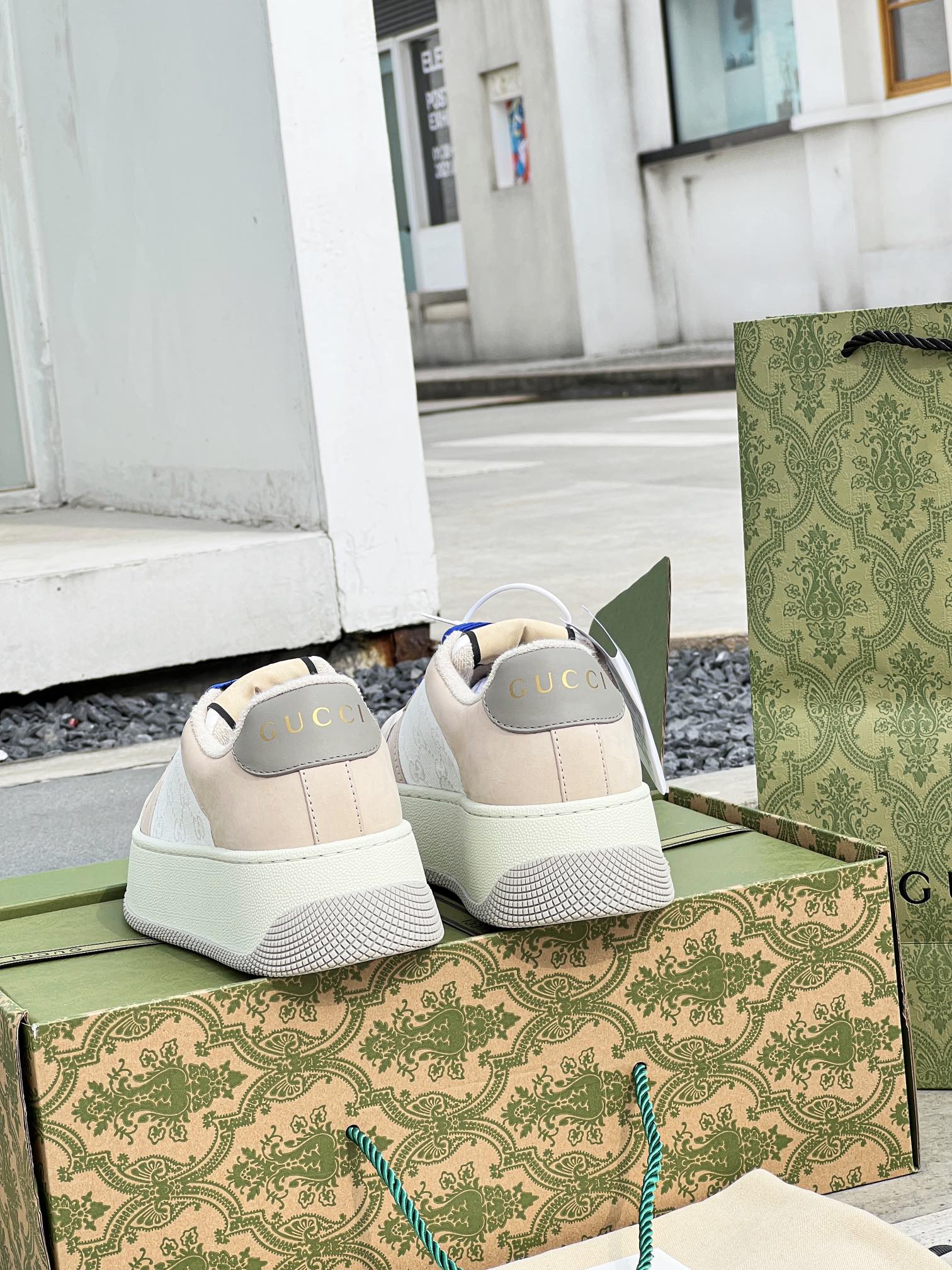 GUCC 2023ss nueva familia G Screener serie de modelos de parejas gordito ding gordito zapatos sucios